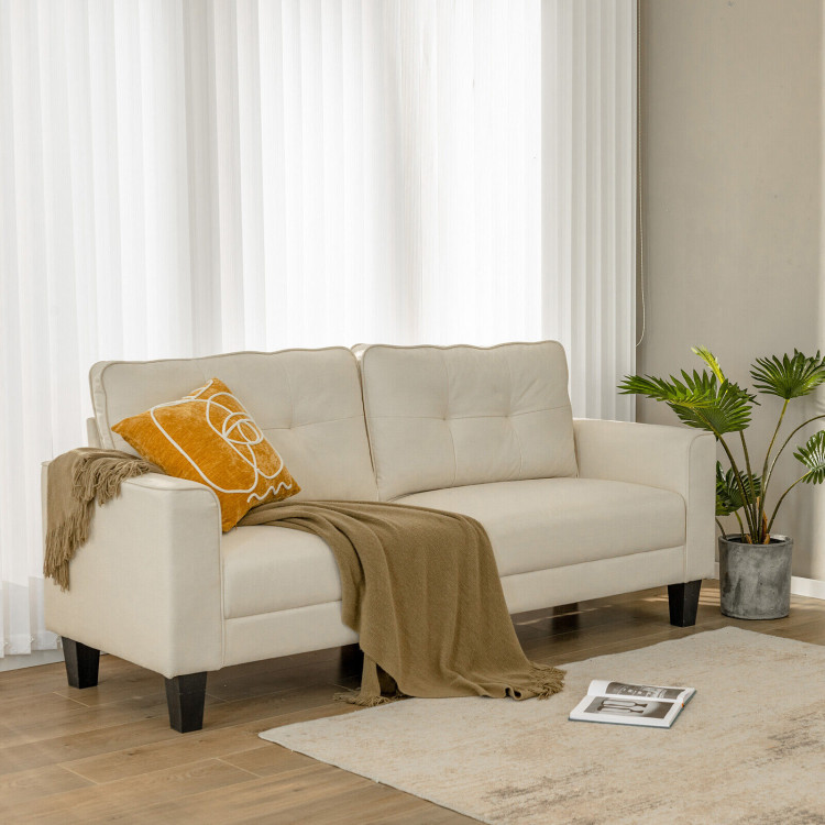 79.5 Inch Fabric Loveseat Sofa with 2 Removable Back Cushions-BeigeCostway Gallery View 2 of 8